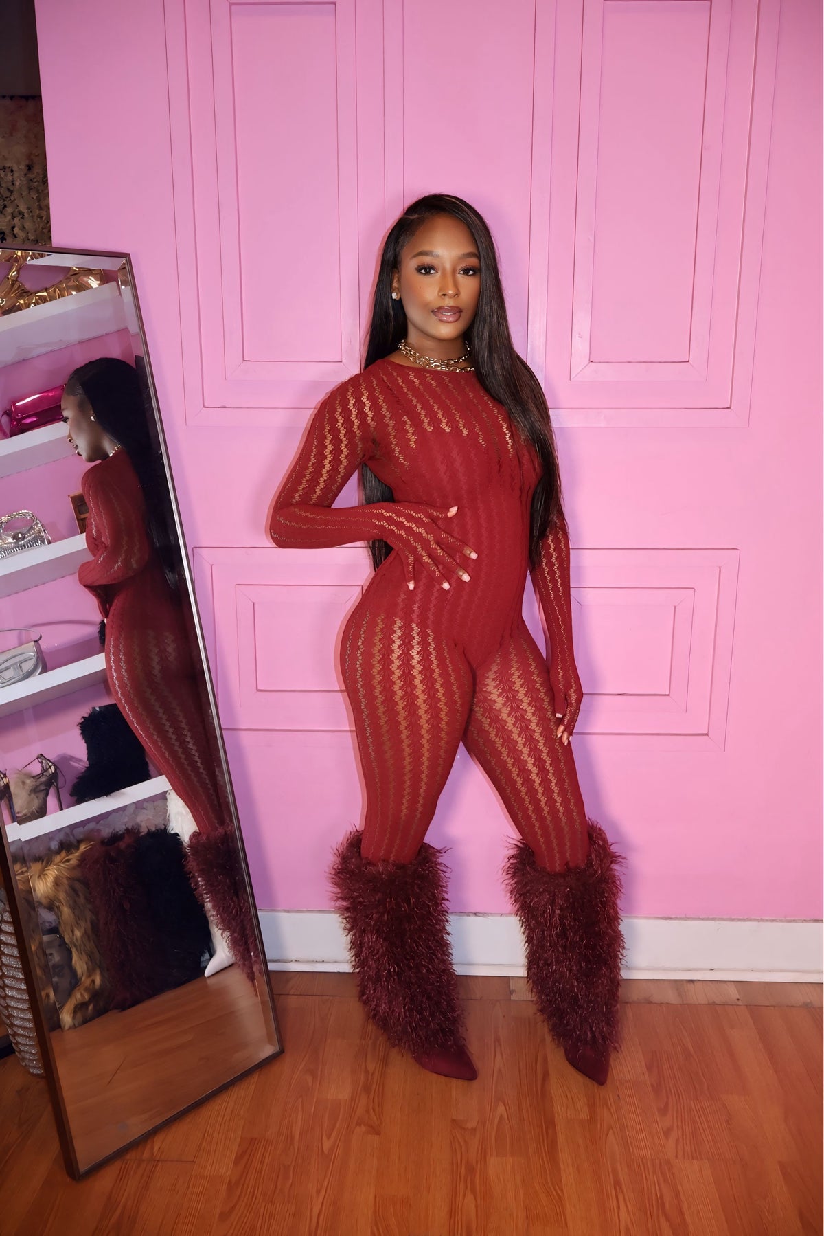 Dream Girl Bodysuit (Burgundy)