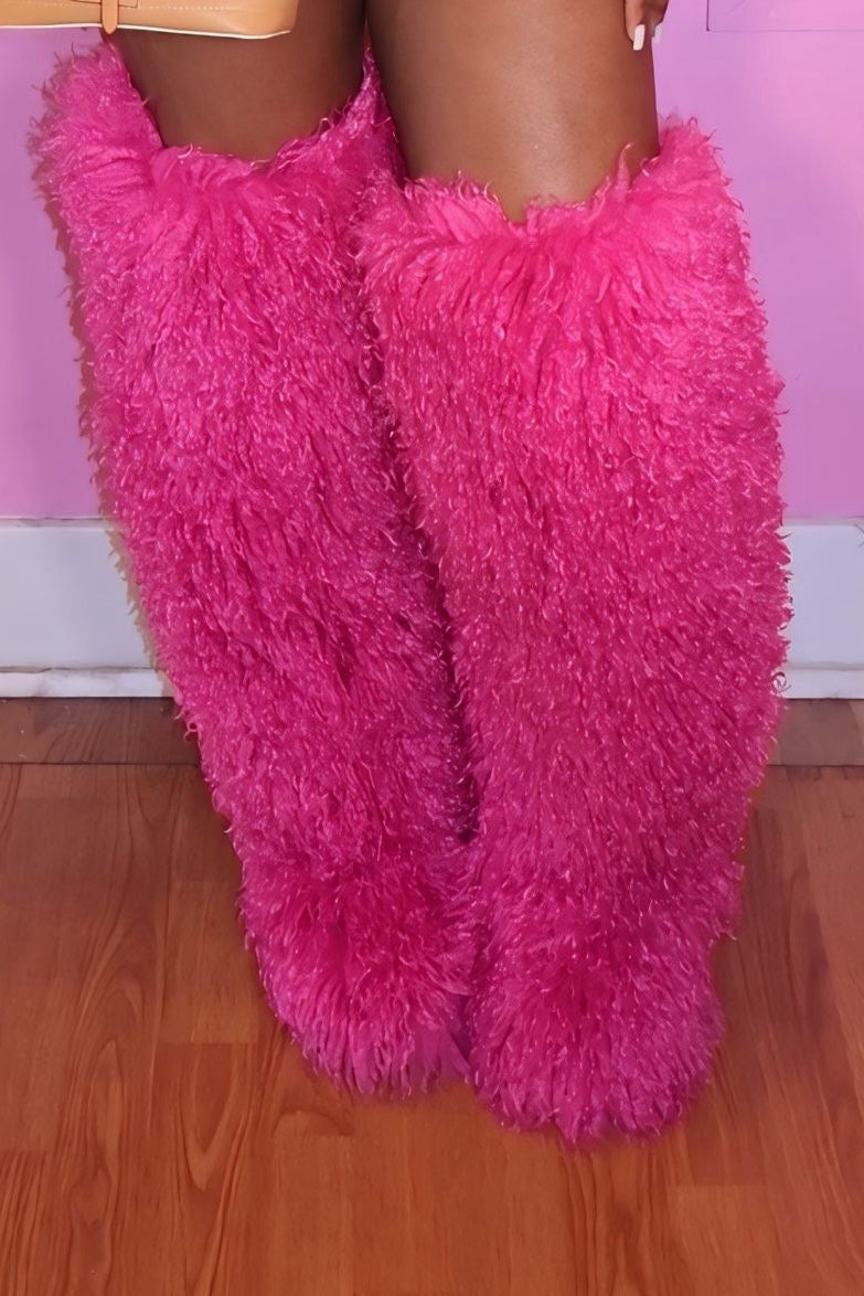 Icy Mongolian Fur Boots (Hot Pink)