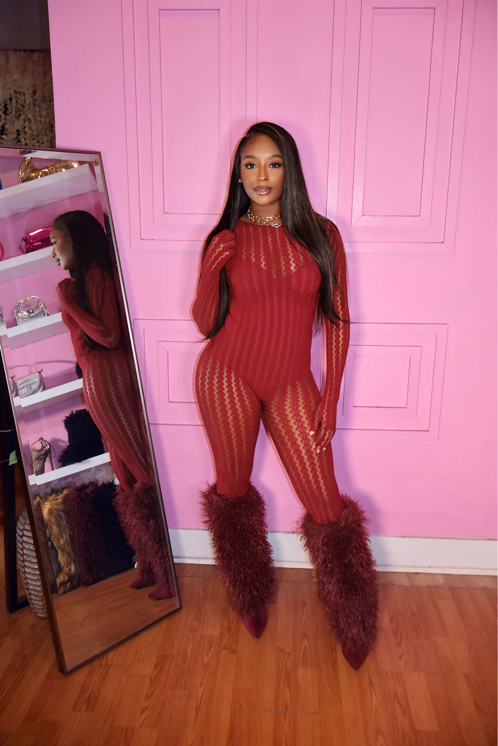 Dream Girl Bodysuit (Burgundy)
