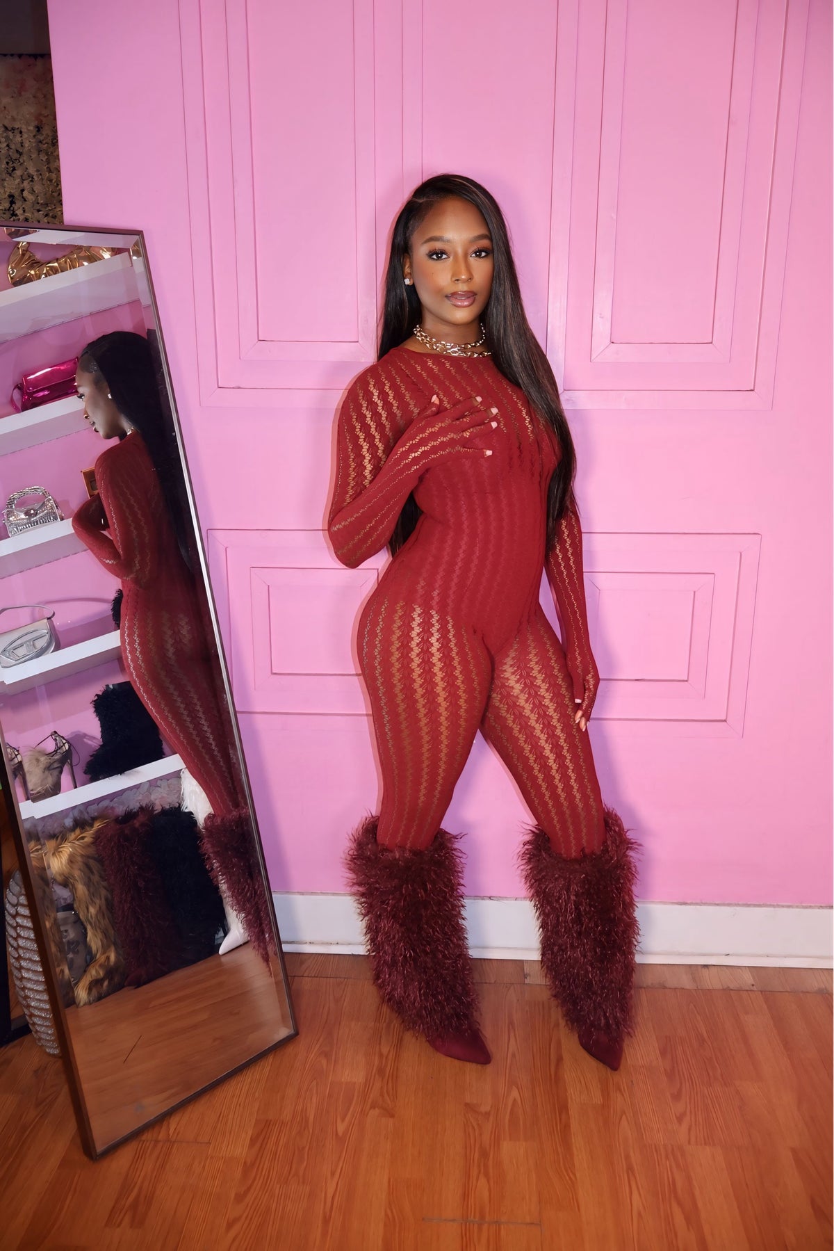 Dream Girl Bodysuit (Burgundy)