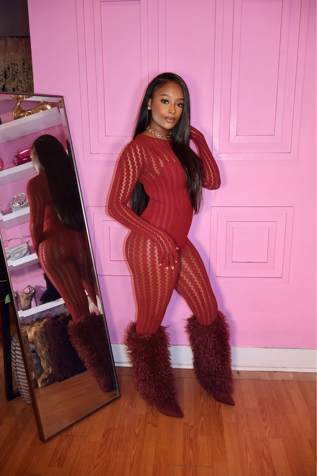 Dream Girl Bodysuit (Burgundy)
