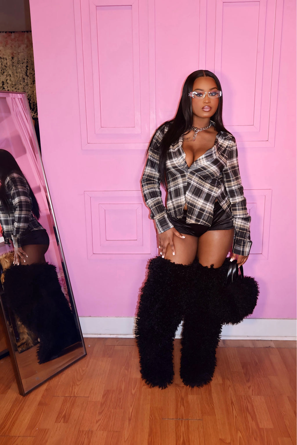 Flannel Mami Top (Black)