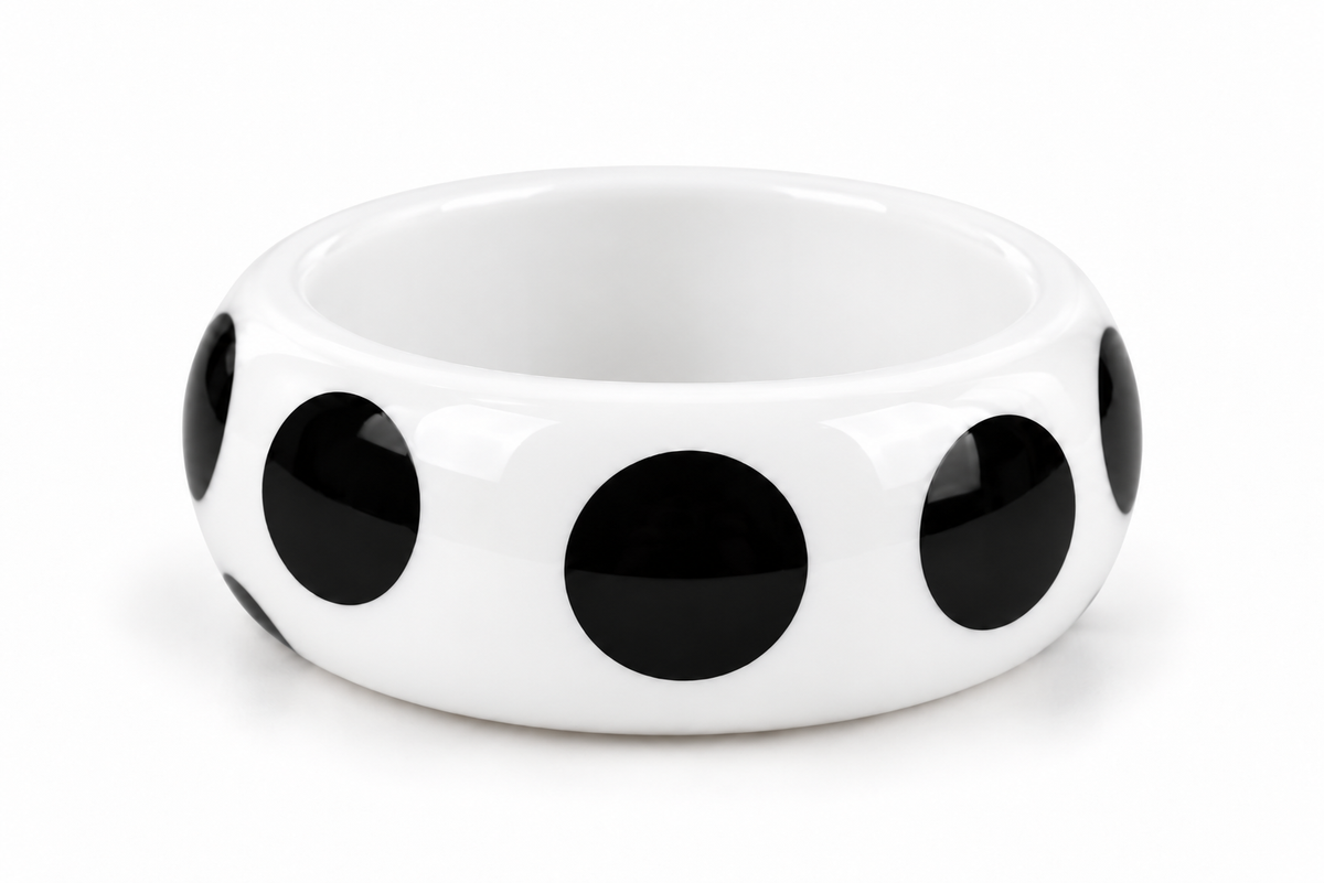 Pop Art Bangle- White & Bold Dot