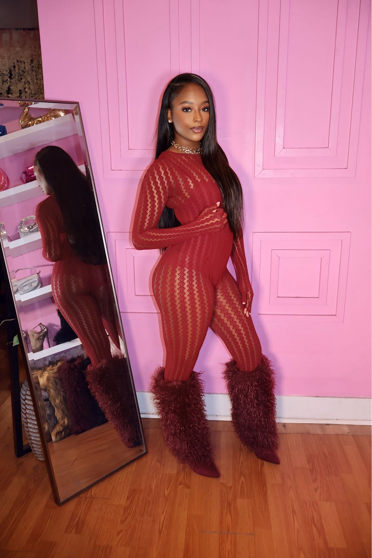 Dream Girl Bodysuit (Burgundy)