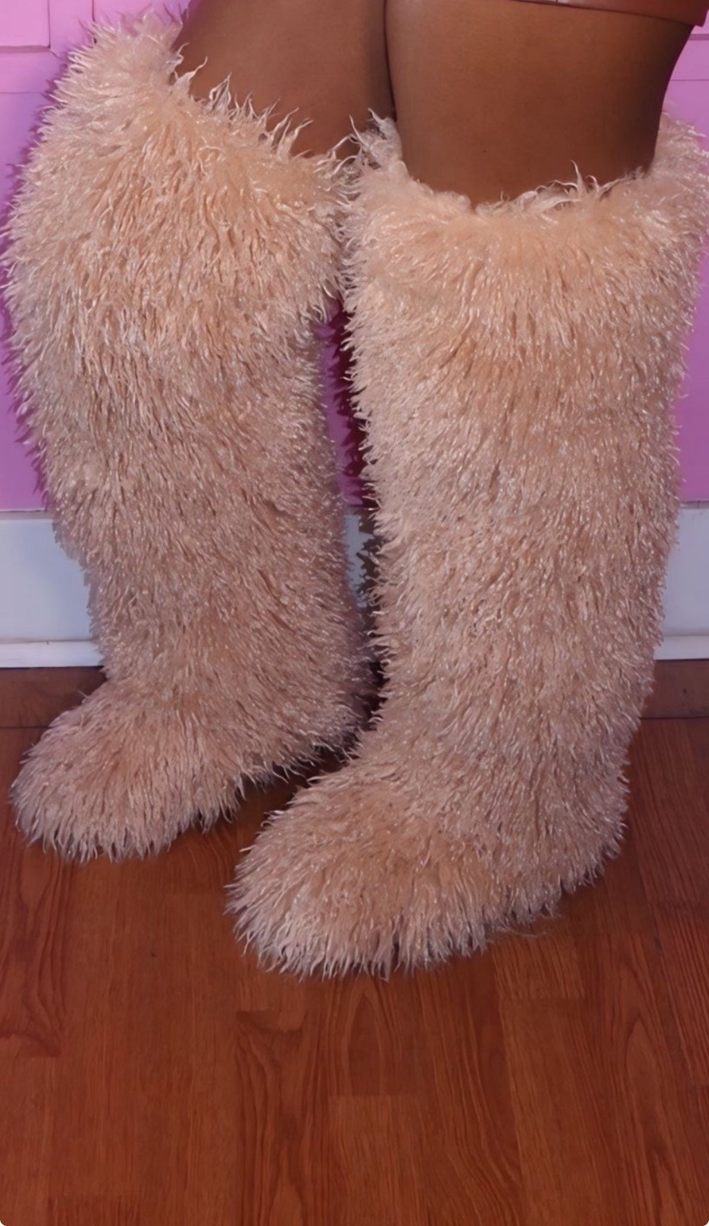 Icy Mongolian Fur Boots (Tan)