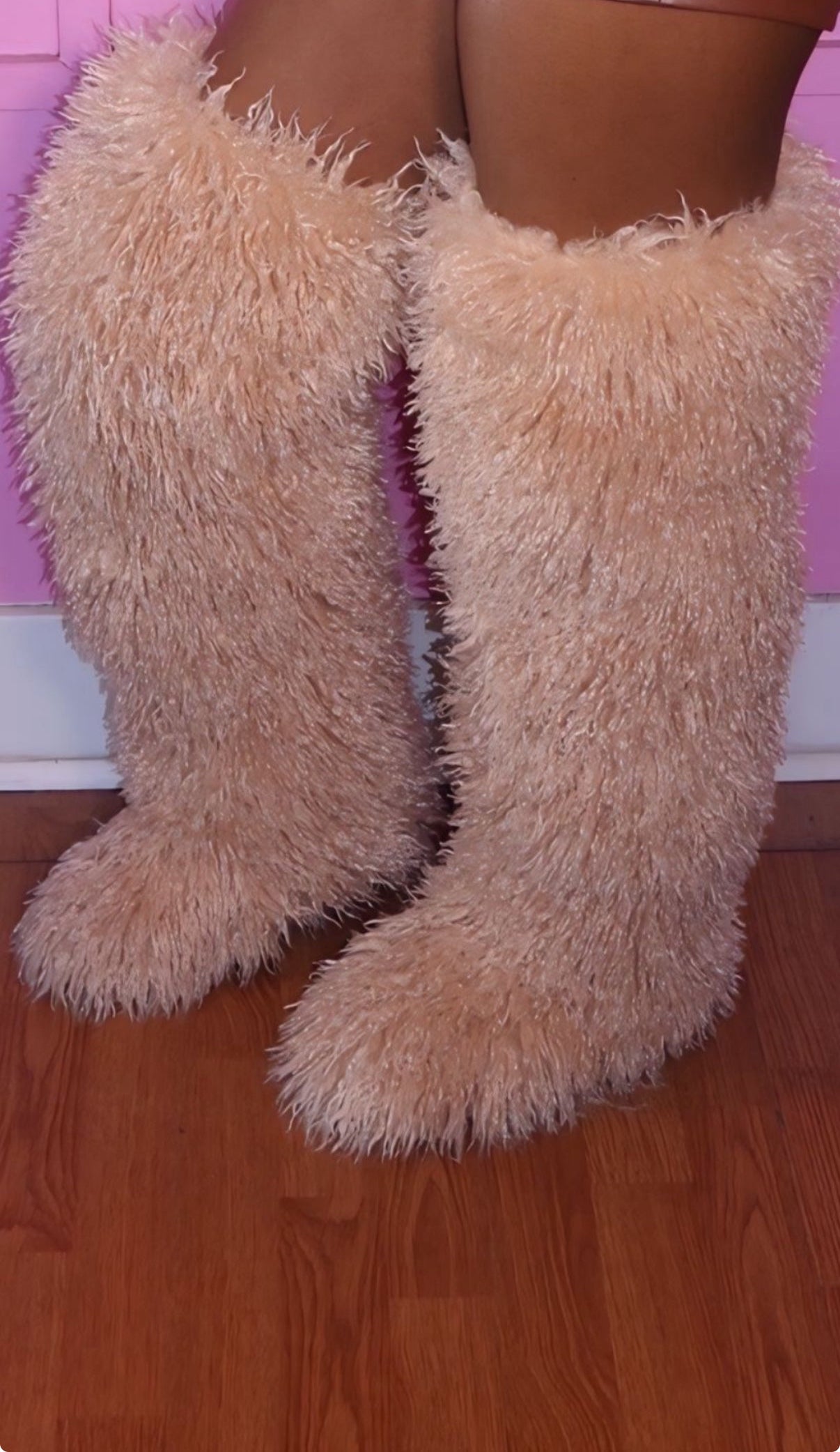 Icy Mongolian Fur Boots (Tan)