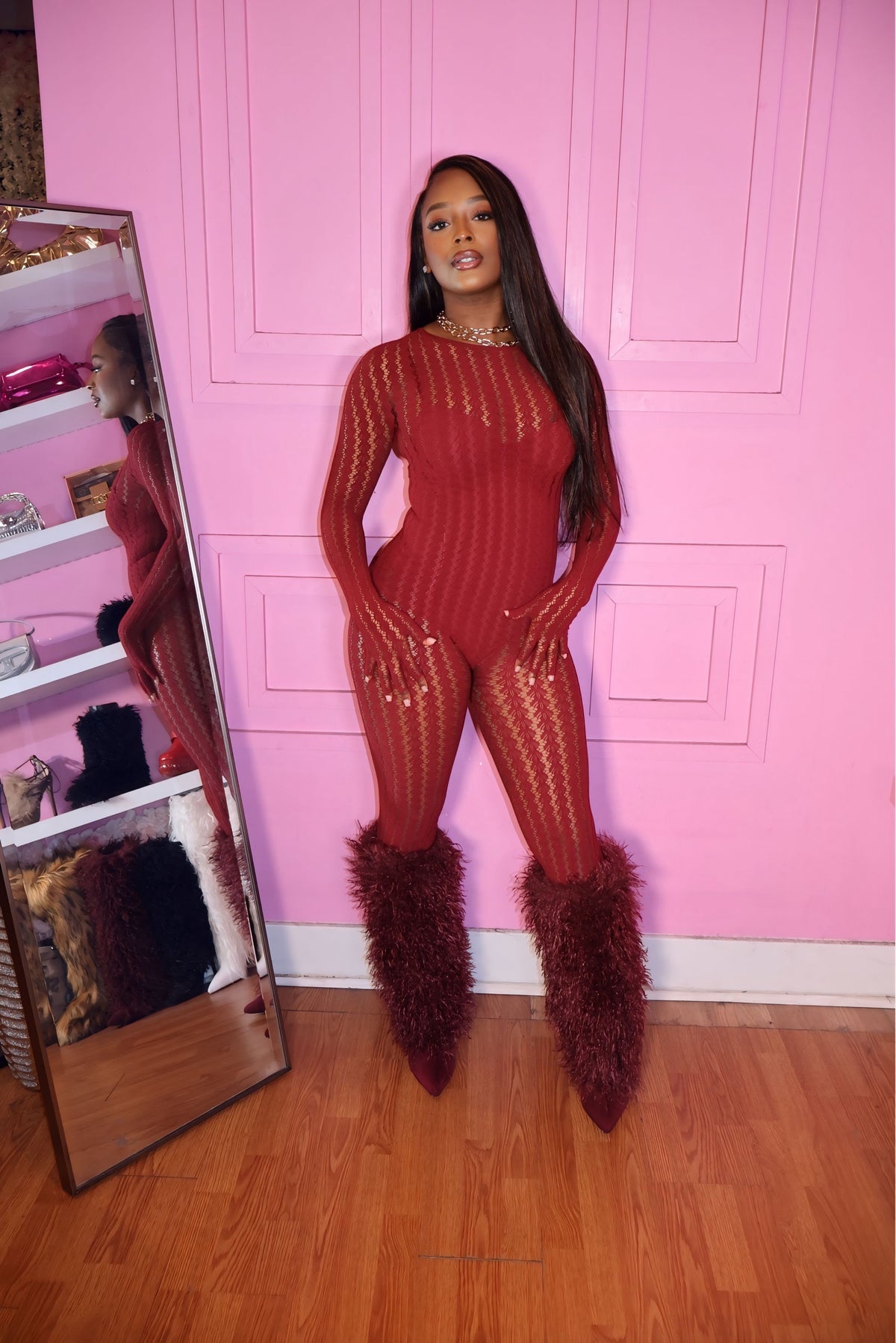 Dream Girl Bodysuit (Burgundy)