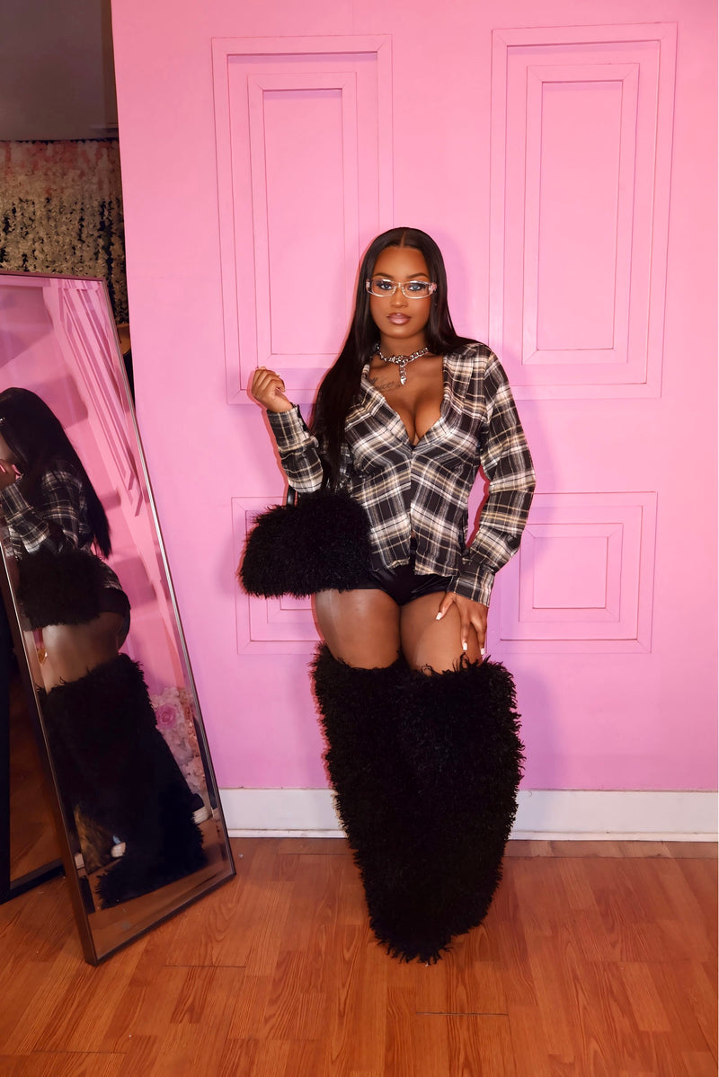 Flannel Mami Top (Black)