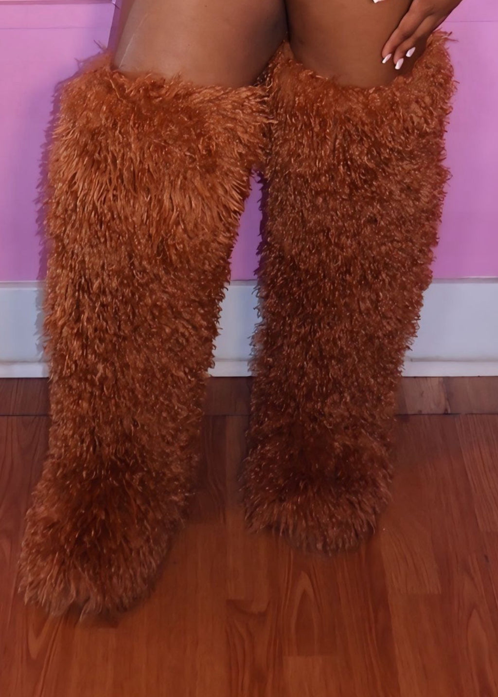 Icy Mongolian Fur Boots (Brown)