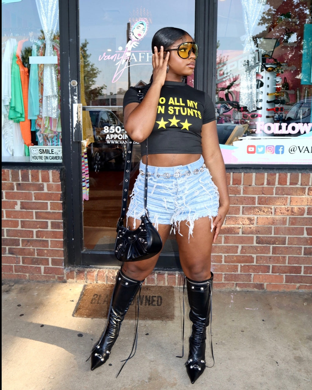 Shredded Denim Shorts